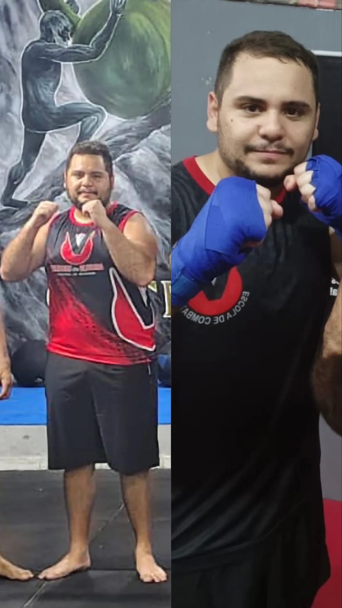 Otacilio em dois momentos da sua jornada de treino na ECVO
